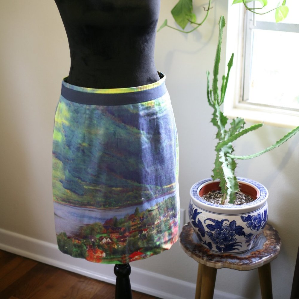 Anthropologie Meadow Rue photographic print skirt